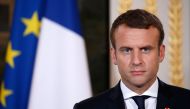 French President Emmanuel Macron looks on during a joint press conference with Jordan's King Abdullah II following a meeting at the Elysee Palace in Paris on June 19, 2017. / AFP / POOL / GONZALO FUENTES.