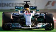Mercedes' British driver Lewis Hamilton steers his car during the qualifying session for the Formula One Azerbaijan Grand Prix at the Baku City Circuit in Baku on June 24, 2017. (AFP / Alexander NEMENOV)