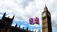 The Union Flag flies near the Houses of Parliament in London, yesterday.
