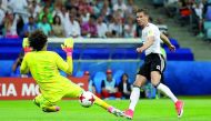 Germany’s Leon Goretzka scores their second goal against Mexico  during the FIFA Confederations Cup Russia 2017 - second semi final played at Fisht Stadium in Sochi, Russia yesterday.