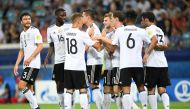 Players of Germany celebrate a score during match the FIFA Confederations Cup 2017 between Germany and Mexico in Sochi, Russia on June 29, 2017. ( Artur Lebedev - Anadolu Agency )