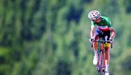 Astana rider Fabio Aru of Italy looks back as he wins the 160.5-km Stage 5 during the 104th Tour de France cycling race in  La Planche des Belles Filles, France yesterday.