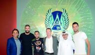 FC Barcelona stars with Aspire Academy officials. 