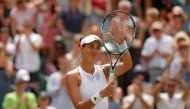 Spain’s Garbine Muguruza celebrates winning the fourth round match against Germany’s Angelique Kerber. (REUTERS/Andrew Couldridge)