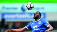 Everton's Belgian striker Romelu Lukaku heading the ball during an English Premier League football match against Chelsea at Goodison Park in Liverpool in this file photo. Romelu Lukaku officially completed his move from Everton to Manchester United yester