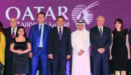 Qatar Airways officials and dignitaries at a gala dinner at the Marriott Hotel in Skopje.