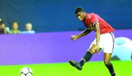 Manchester United forward Marcus Rashford scores against Manchester City during their International Champions Cup 2017 match at NRG Stadium in Houston, Texas on Thursday.
