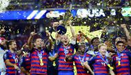 The United States players celebrate after they beat Jamaica in the 2017 CONCACAF Gold Cup Final at Levi’s Stadium in Santa Clara, California on wednesday.
