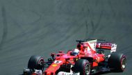 Ferrari’s German driver Sebastian Vettel races during the Hungarian GP in Budapest yesterday. 
