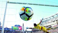 Douglas Costa of Juventus scores during the penalty shootout against Roma during the International Champions Cup 2017 match at Gillette Stadium on Sunday in Foxboro, Massachusetts. Juventus defeat Roma 6-5 in penalties.