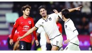 Al Sadd’s Algerian striker Baghdad Bounedjah celebrates after scoring a goal against Al Rayyan in this file photo. The 25-year-old ‘Goal Machine of Al Sadd’ said he will aim to break his record of scoring 29 goals when the new football season kicks off  n