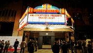 The marquee of United Artists theater is seen during Amazon's premiere screening of the TV series 