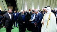 Qatar’s Minister of Economy and Commerce H E Sheikh Ahmed bin Jassim bin Mohammed Al Thani taking part in the swearing-in ceremony of Iranian President Hassan Rowhani, at the parliament in Tehran, yesterday.  H E Sheikh Ahmed participation was upon invita