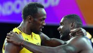 Usain Bolt seen with Justin Gatlin in London on Saturday night.