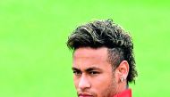 Paris Saint-Germain’s Brazilian forward Neymar attends a training session at the Camp des Loges in Saint-Germain-en-Laye on Friday.