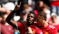 Manchester United's Paul Pogba celebrates scoring their third goal with Nemanja Matic (Action Images via Reuters/Andrew Boyers)
