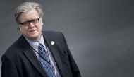 This file photo taken on May 13, 2017 shows trategist Steve Bannon waiting while US President Donald Trump arrives at Lynchburg Regional Airport May 13, 2017 in Lynchburg, Virginia. AFP / Brendan Smialowski