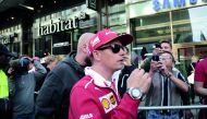 Finnish Formula One driver Kimi Raikkonen of Ferrari arrives at a media meeting of his sponsor Santander Bank in Helsinki, Finland yesterday.