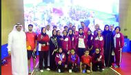 Qatar table tennis team poses for a picture with officials of Qatar Table Tennis Association on their return to Doha on Tuesday.
