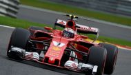 Ferrari's Finnish driver Kimi Raikkonen drives during the third practice session at the Spa-Francorchamps circuit in Spa on August 26, 2017 ahead of the Belgian Formula One Grand Prix. / AFP / JOHN THYS

