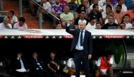 Head coach of Real Madrid Zinedine Zidane gives tactics to him team during the Santiago Bernabeu Cup soccer match between Real Madrid and Fiorentina at Santiago Bernabeu in Madrid, Spain on August 24, 2017. ( Burak Akbulut - Anadolu Agency )

