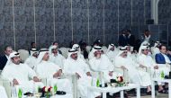 H E Sheikh Abdullah bin Saoud Al Thani (third left), Governor of Qatar Central Bank (QCB); Sheikh Jassim bin Hamad bin Jassim bin Jaber Al Thani (fourth left), Chairman of QIB; Sheikh Mohammed bin Hamad bin Jassim Al Thani (left), Chairman of Barwa Bank; 