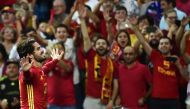 Spain's midfielder Isco celebrates a goal during the World Cup 2018 qualifier football match between Spain and Italy at the Santiago Bernabeu stadium in Madrid on September 2, 2017. / AFP / PIERRE-PHILIPPE MARCOU
