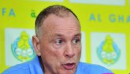 Al Gharafa coach Jean Fernandez speaking during a press conference at Al Gharafa Sports Club yesterday. Picture: Baher Amin