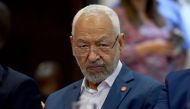 Ennahdha Islamist party leader Rached Ghannouchi attends a meeting in the capital Tunis with all political parties to decide on the date of the next municipal elections on September 18, 2017.  AFP / Fethi Belaid