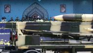 Missiles are displayed as Iranian President Hassan Rouhani attends an armed forces parade in Tehran, Iran, September 22, 2017. President.ir
