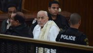 (FILES) This file photo taken on February 28, 2015 shows Egypt's former Muslim Brotherhood supreme guide Mohammed Mahdi Akef looks on during his trial in the capital Cairo.  AFP / Mohamed el-Shahed AND Mohamed el-Shahed
