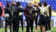 Manchester United's coach from Portugal Jose Mourinho leads a training session at the Stadion CSKA Moskva in Moscow on September 26, 2017 on the eve of the UEFA Champions League Group A football match between PFC CSKA Moskva and Manchester United FC. / AF