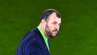 Australia’s head coach Michael Cheika is pictured after his team lost 17-34 during the final match of the 2015 Rugby World Cup against New Zealand at Twickenham Stadium yesterday.