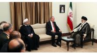 A handout photo provided by the office of Iran supreme leader Ayatollah Ali Khamenei shows him and President Hassan Rouhani meeting with Turkish President Recep Tayyip Erdogan on October 4, 2017 (AFP) 