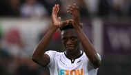 Swansea City's Tammy Abraham applauds fans after the match Action Images via Reuters/Peter Cziborra 
