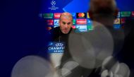 Real Madrid's French coach Zinedine Zidane gives a press conference after a training session at Valdebebas Sport City in Madrid on October 16, 2017 on the eve of a Champions' League football match against Tottenham. / AFP / PIERRE-PHILIPPE MARCOU
