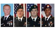 A combination photo of US Army Special Forces Sergeant Jeremiah Johnson (L to R), U.S. Special Forces Sgt. Bryan Black, U.S. Special Forces Sgt. Dustin Wright and U.S. Special Forces Sgt. La David Johnson killed in Niger, West Africa on October 4, 2017, i