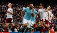   Manchester City's Sergio Aguero celebrates scoring their first goal Action Images via Reuters/Andrew Boyers  
