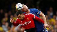  Watford's Troy Deeney in action with Chelsea's Gary Cahill. Action Images via Reuters/Matthew Childs 