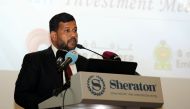 Rishad Bathiudeen, Minister of Industry and Commerce, addressing Qatar-Sri Lanka Business Forum at the Sheraton, yesterday. Pic: Salim Matramkot/ The Peninsula