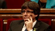 Catalan regional President Carles Puigdemont attends a plenary session after Catalonian Parliament declared unilateral independence following the secret ballot at Catalonian Parliament in Barcelona, Spain on October 27, 2017. Burak Akbulut - AA
