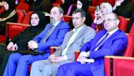 The participants during the symposium organised by the Department of Arabic Language at Qatar University College of Arts and Sciences (QU-CAS) , yesterday, under the title ‘Post- Blockade, Where are the Arab values going?’. 
