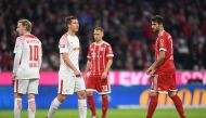 Leipzig's Willi Orban (2nd L) leaves the pitch after receiving a red card during the German Bundesliga soccer match between FC Bayern Munich and RB Leipzig at Allianz Arena in Munich, Germany, on October 28, 2017. ( Andreas Gebert - Anadolu Agency )
