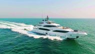 Majesty 125 superyacht seen cruising in Gulf waters.