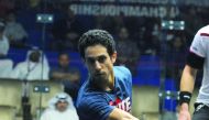 Egypt’s Tarek Momen in action during the semi-finals of the Qatar Classic Squash Tournament at the Khalifa International Tennis and Squash Complex yesterday. Picture: Anvar Sadat