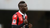 Nice's Italian forward Mario Balotelli reacts after scoring during the French L1 football match Nice vs Dijon on November 5, 2017 at the 