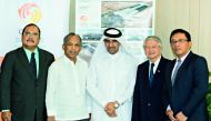 Dr Khalid Klefeekh Al Hajri (centre), Chairman and CEO, QSTec;  Alfonso G Cusi (second left), Department of Energy Secretary, Philippines; and Alan L Timbayan (second right), Ambassador of Philippines to Qatar along with other officials on the sidelines o