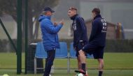 Italy coach Gian Piero Ventura speaks with Ciro Immobile during training REUTERS/Max Rossi
