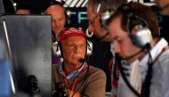 Austrian former F1 driver and current Mercedes team non-executive chairman Niki Lauda is seen at the pits, during the Brazilian Formula One Grand Prix first practice session, at the Interlagos circuit in Sao Paulo, Brazil on November 10, 2017.  AFP / NELS