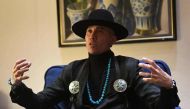 Jaime Luis Gomez, aka Taboo of the Black Eyed Peas, and a cancer survivor, speaks during an interview with AFP on the eve of the World Cancer Leaders' Summit in Mexico City, on November 13, 2017. / AFP / PEDRO PARDO
